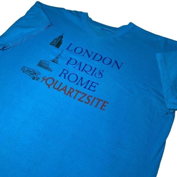 Vintage Quartzite T Shirt London Paris Rome Quartzsite Arizona Funny Souvenir - Picture 2 of 5